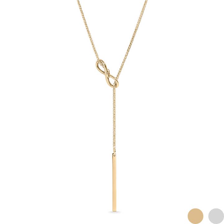 18K Gold PVD Stainless Steel Infinity Lariat Necklace for wholesale by WJW