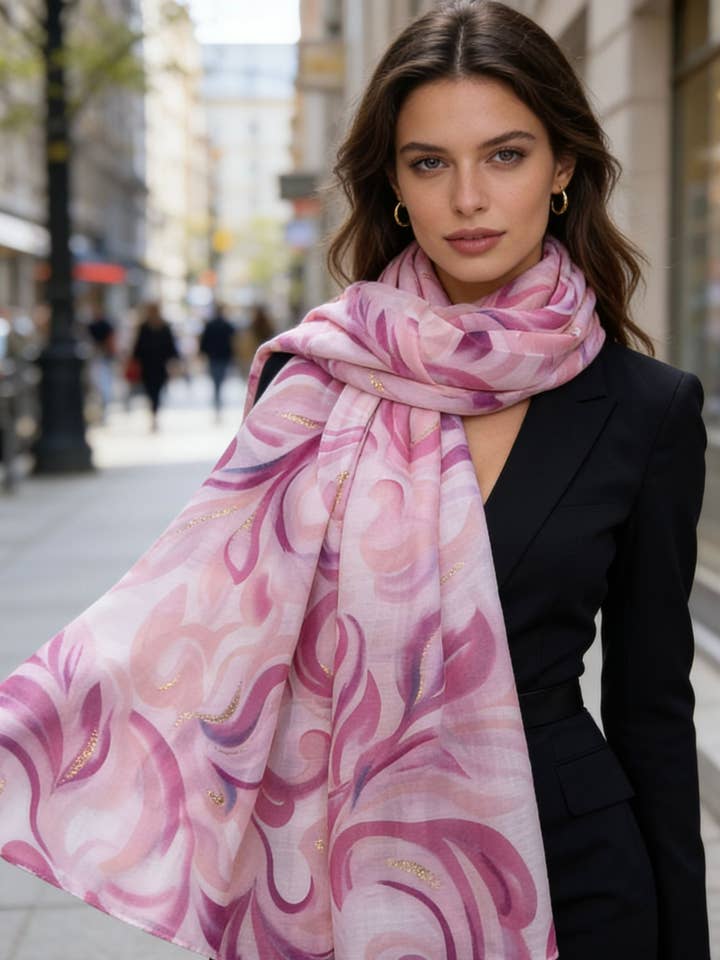 LN-128 Pañuelo estampado con dorado para venta al por mayor de LINETA