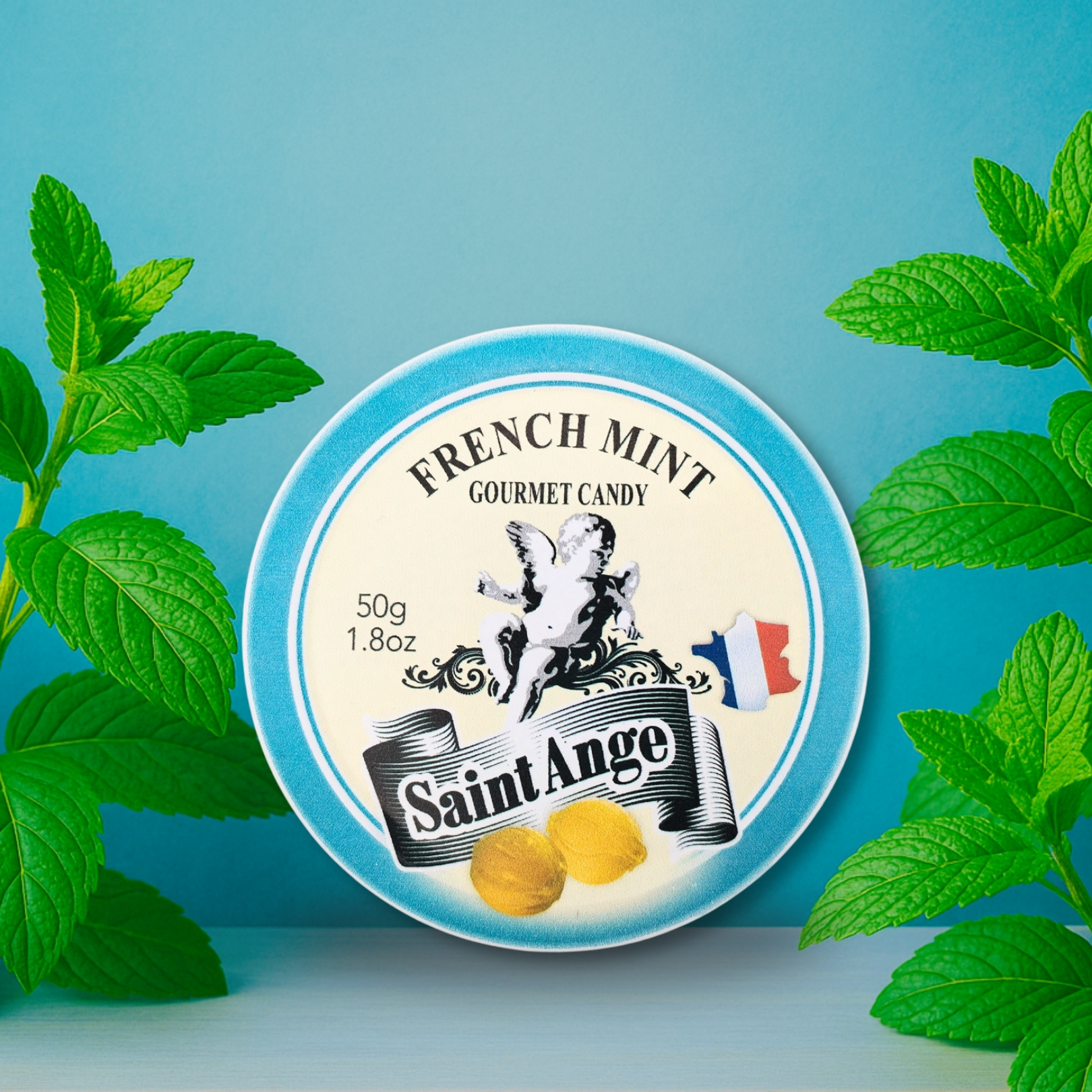 Bonbon USA France - Wholesale Hard Candy - Saint Ange Fresh Mint - French Gourmet Natural Candy Tin5
