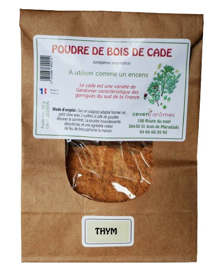 Cade Timo in polvere, busta da 30 g per la vendita all'ingrosso da parte di Céven'Arômes