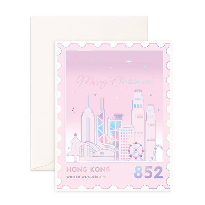 Hong Kong Winter Wonderland - Carte de vœux pour la vente par Sparkles And Joy