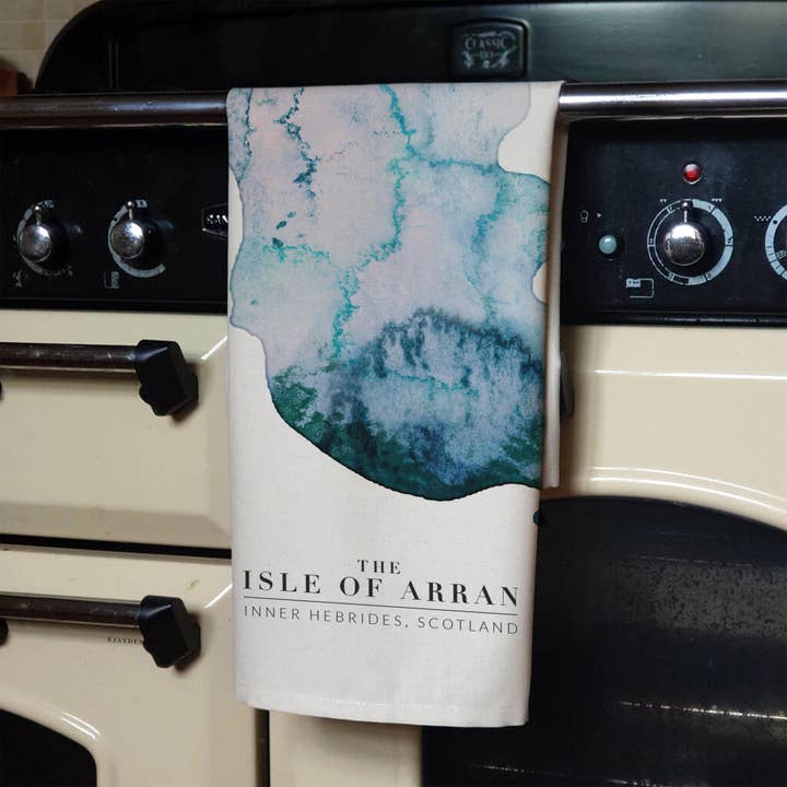 EJayDesign - Wholesale Tea Towel - Isle of Arran Watercolour Map Scotland Cotton Tea Towel