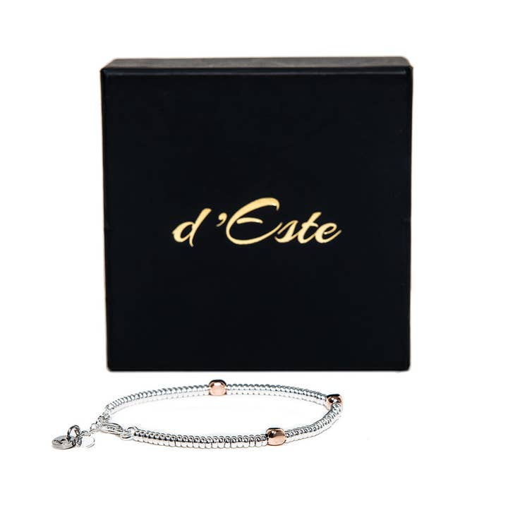 d'Este - Wholesale Link & Chain Bracelet - Silver Bracelet With Rose Gold Inserts3