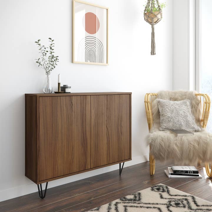 Nexera - Wholesale Cabinet - Nexera 132231 Slim 2-Door Storage Cabinet, Walnut