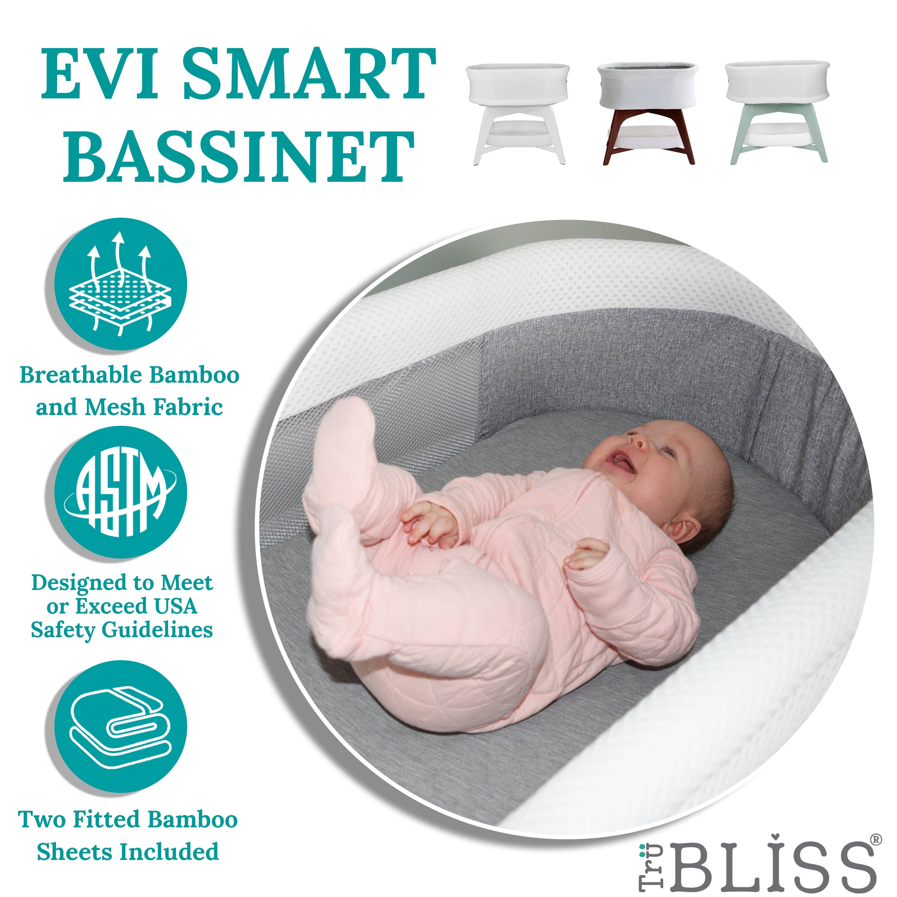 TruBliss Baby - Vente Berceau – bébé - Berceau EVI SMART15