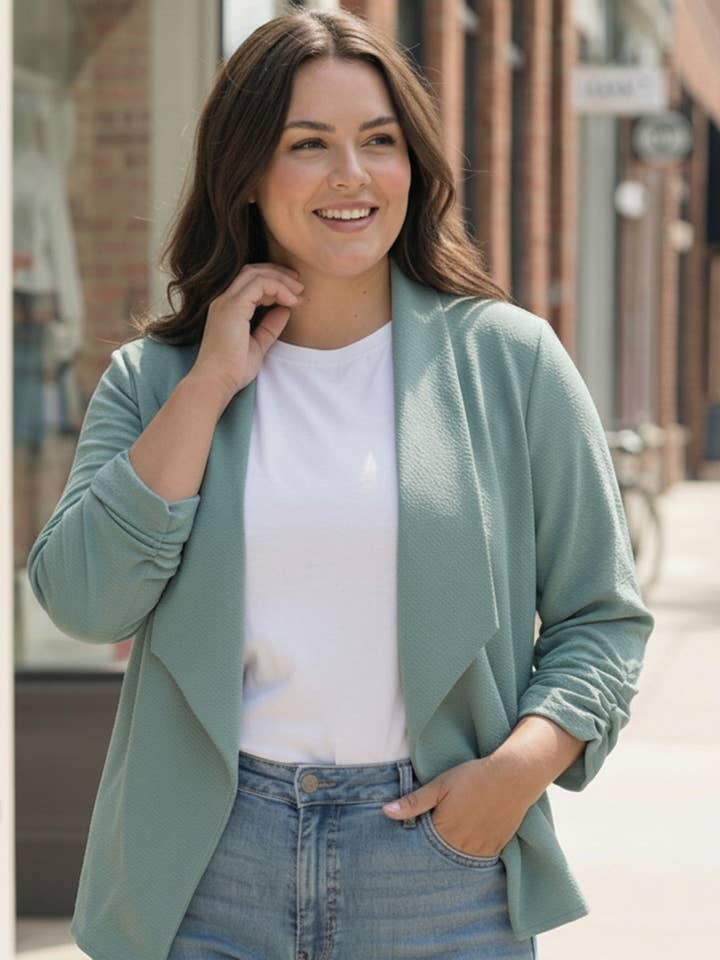 Blazer Plus Sage por atacado de Promenade