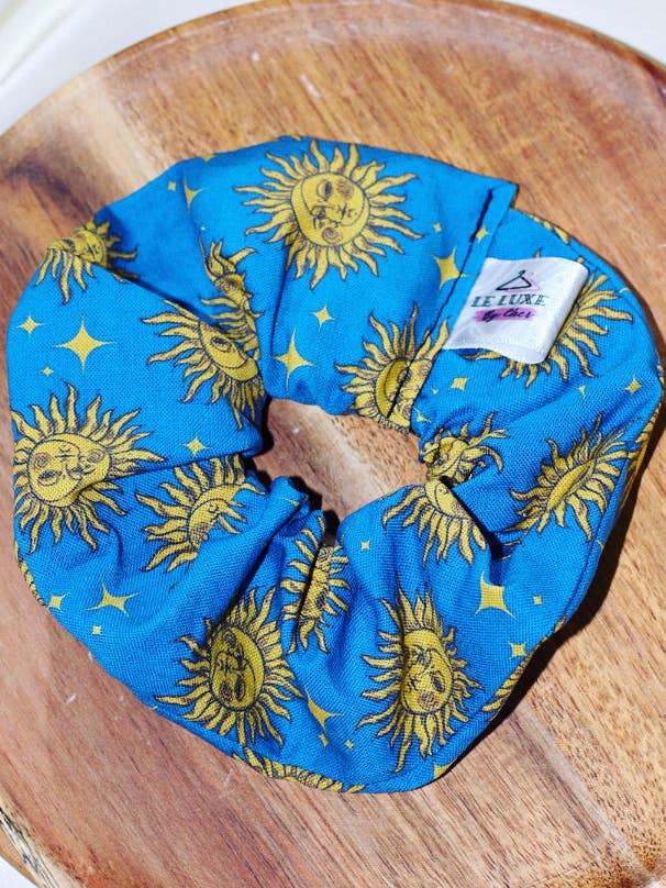 Sun and moon scrunchie 100% tecido tecido de algodão chita por atacado de Le Luxe by Cher