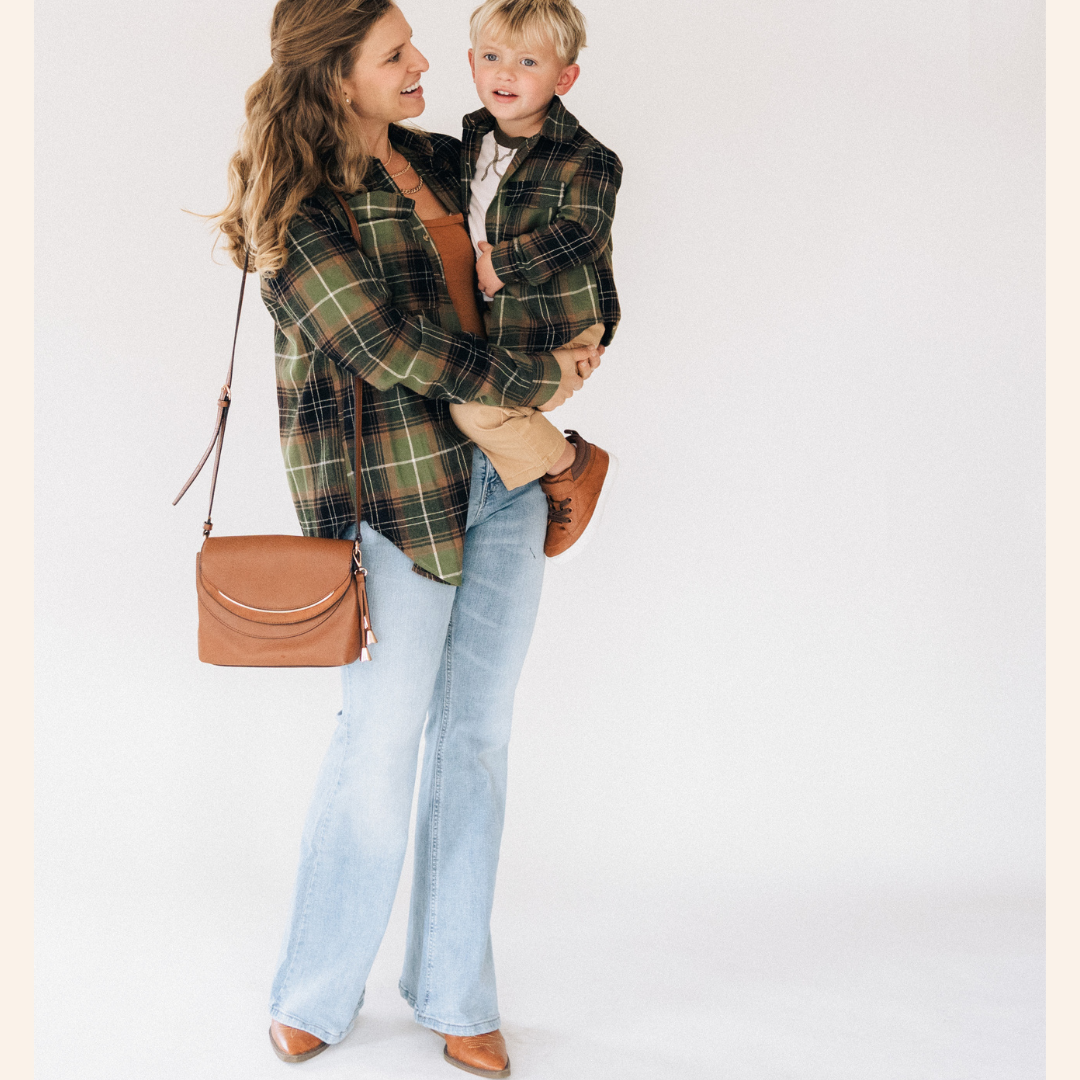 HAHA MAMA Clothing - Wholesale Button Down Shirt - Unisex - Lightweight Green Flannel - Adult6