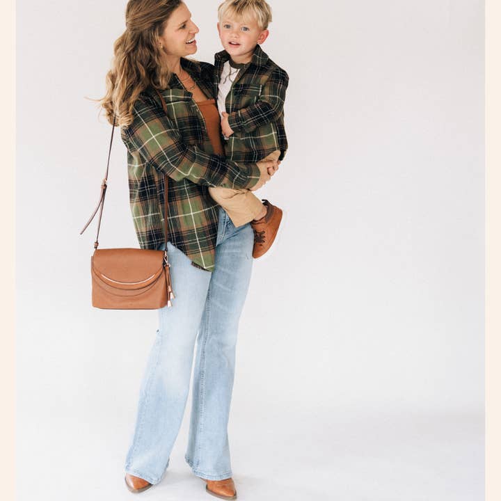 HAHA MAMA Clothing - Wholesale Button Down Shirt - Unisex - Lightweight Green Flannel - Adult6