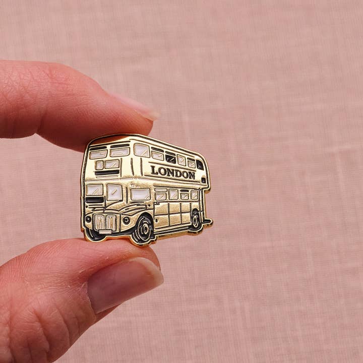 Gold London Bus Pin Badge for wholesale by Victoria Eggs