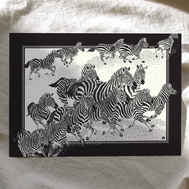 Zebra, "New Beginning" Art Print Postcard for wholesale by sol&mar art co.
