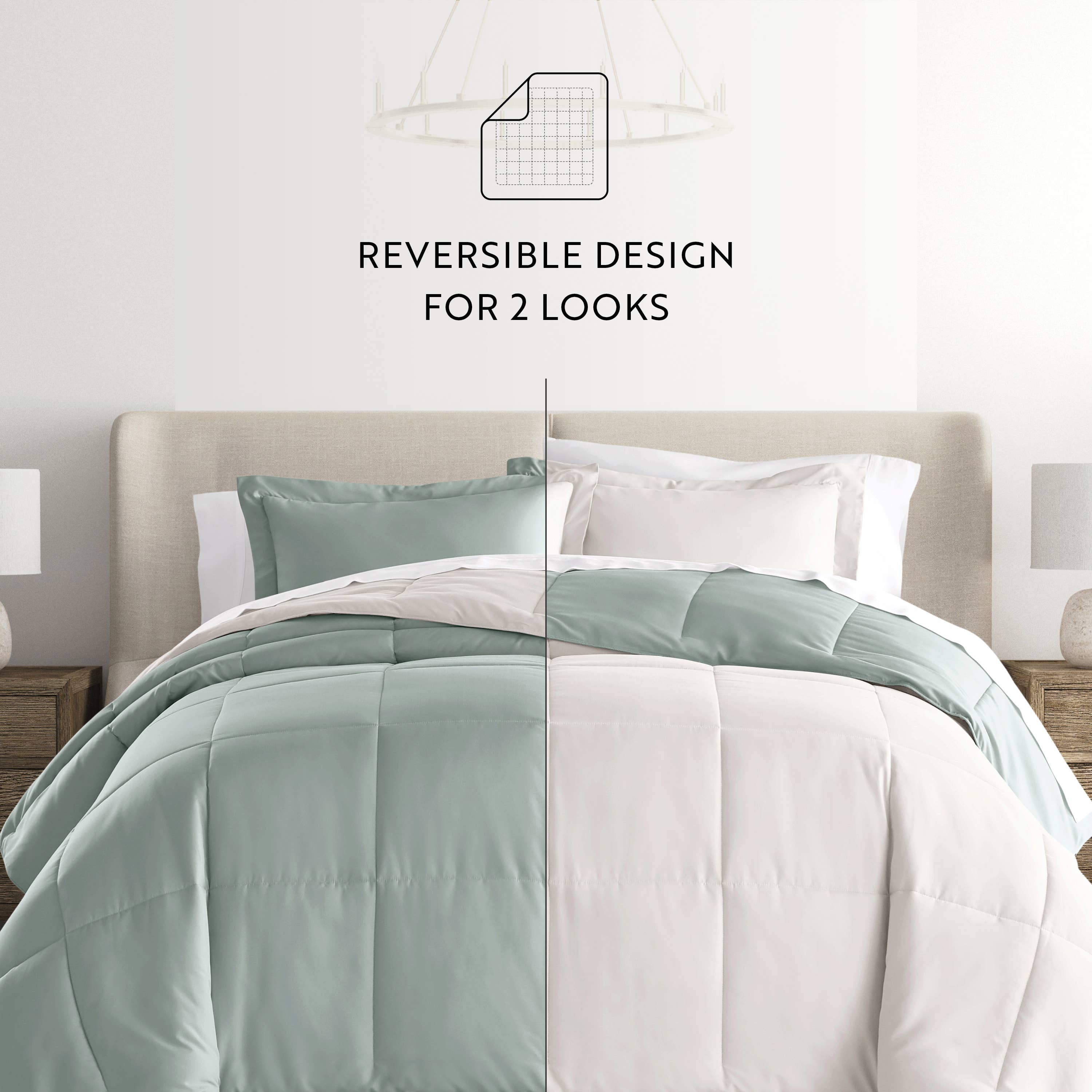 ienjoy Home - Vente Parure de lit - Ensemble de couette réversible Home Collection Down Alternative33