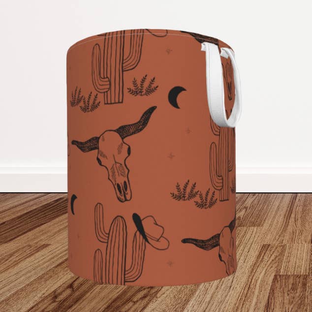 Rust Bullskull Cactus Foldable Laundry Basket for wholesale by The Sassy Heifer