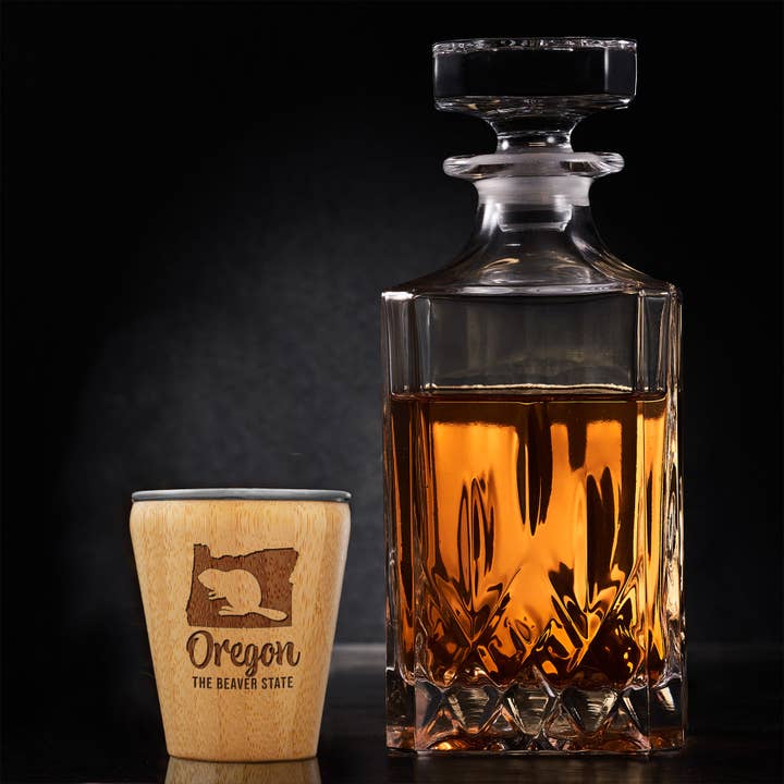 Totally Bamboo - Vente Verre à shooter - Verre à shot gravé Oregon, bambou et acier inoxydable1