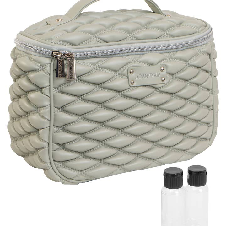 Magid - Wholesale Makeup/Cosmetic Bag - Joan & David Bubble Quilted Top Handle Train Case Cosmetic Bag