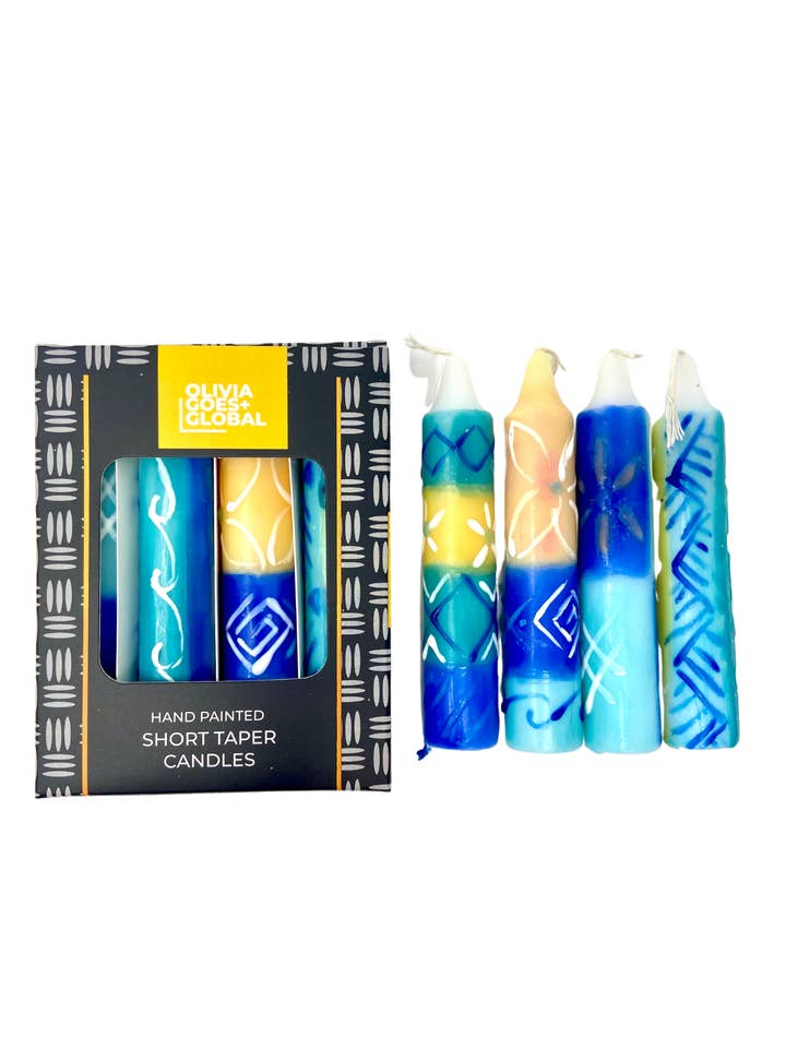 Hand-Painted Colorful Shabbat Taper Candle Set/4 Beach Ocean for wholesale by Averfelt