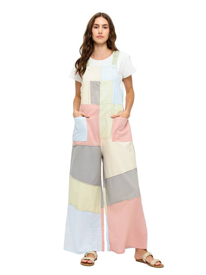 Colorblock Boho Overall Pastel Tones for wholesale by Yak & Yeti