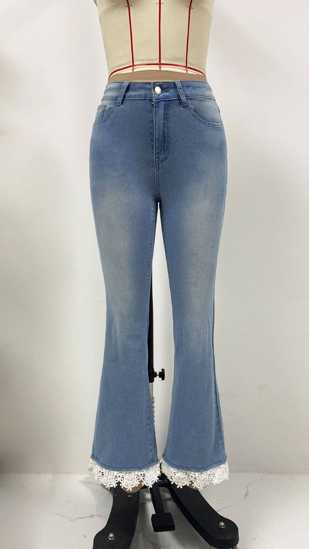Light Blue 2025 NEW European HighWaisted Flare Jeans Chic Flared  Fresh for wholesale on Faire5
