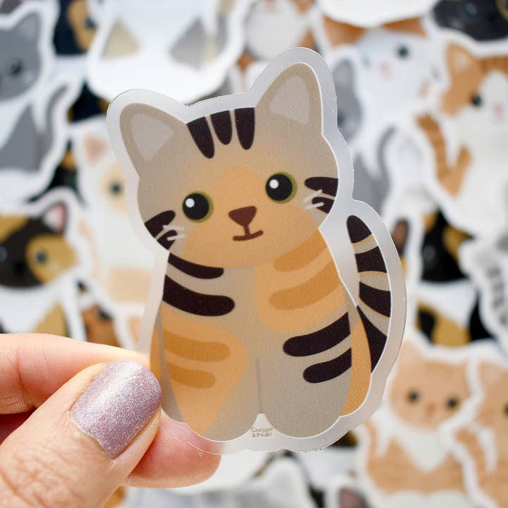 Looks Like My Cat! Torbie cat sticker for wholesale by Chester and Pearl