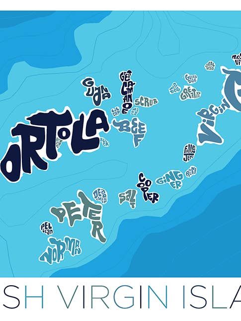 Carte de type Île Vierge britannique pour la vente par LOST DOG art & frame
