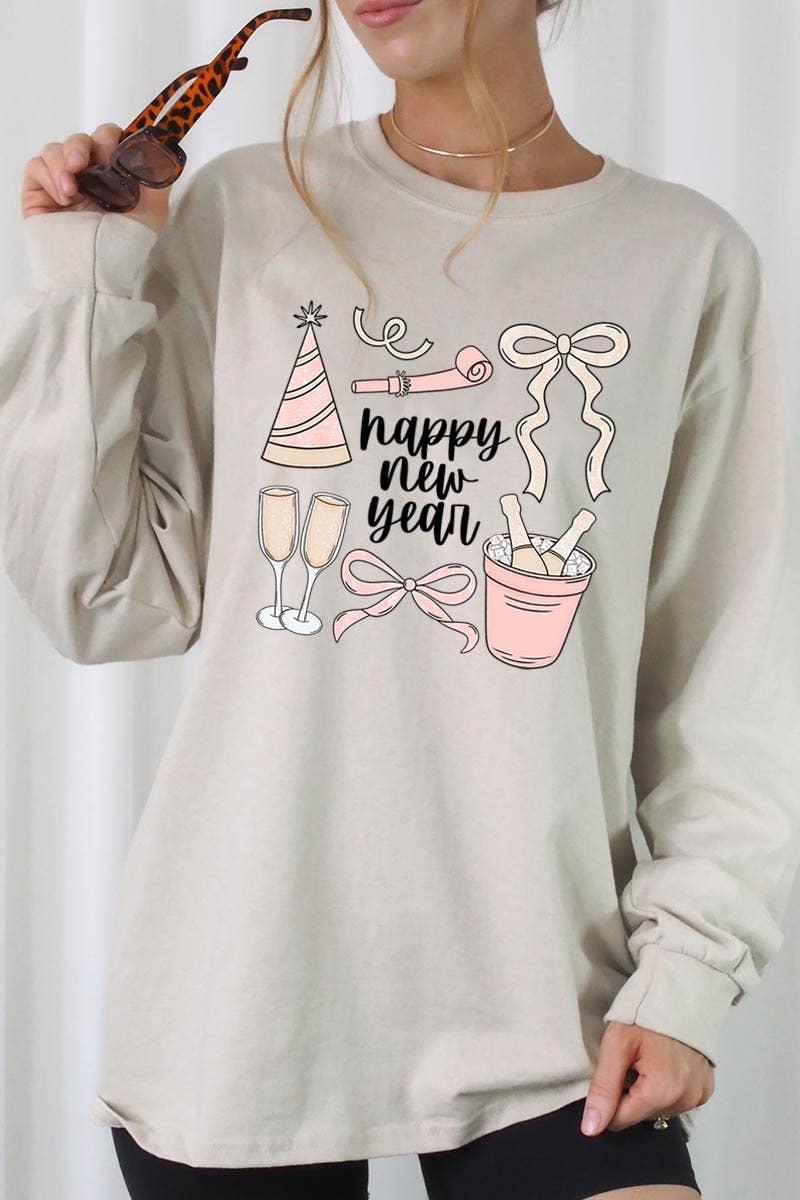 COLORBEAR - Wholesale T-Shirt (Graphic) - Women's - Happy New Year Graphic Long Sleeve Tee4