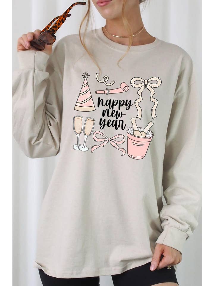 COLORBEAR - Wholesale T-Shirt (Graphic) - Women's - Happy New Year Graphic Long Sleeve Tee4