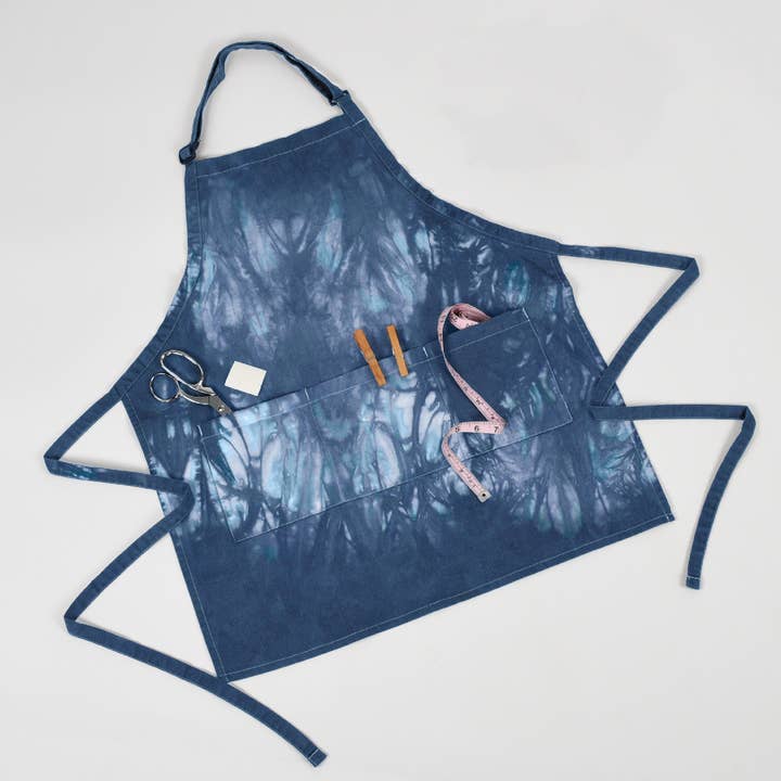 Green 3 - Wholesale Apron - Tie-Dye Adjustable Apron Woven Cotton Blend Unisex –Blue