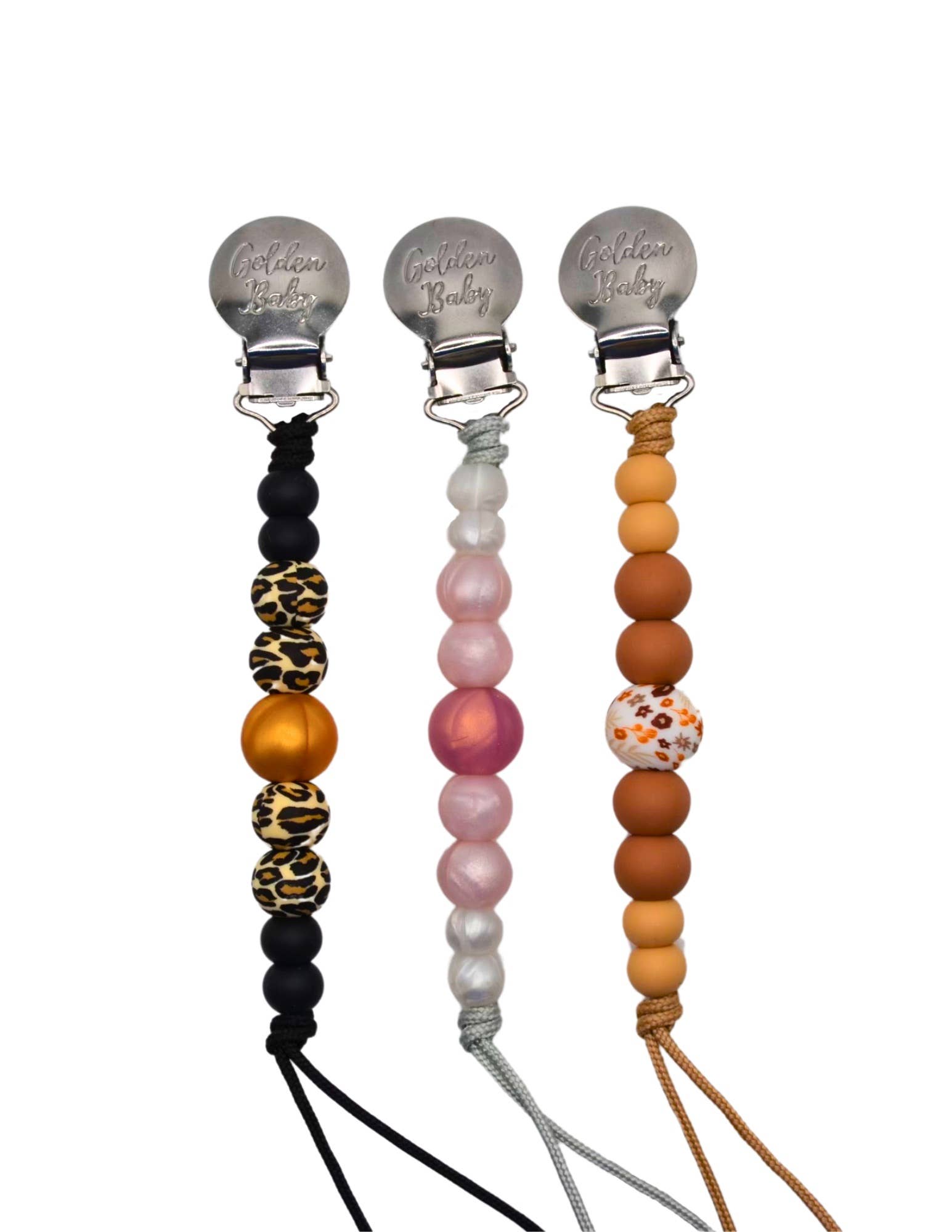 Golden Baby - Wholesale Pacifier Clip - Baby - Strand Pacifier Clip // Leopard1