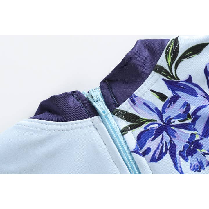 Lil Cactus - Wholesale One Piece Swimsuit - Kids - Special Purchase - Blue Rose Long Sleeve Ruffle Swimsuit