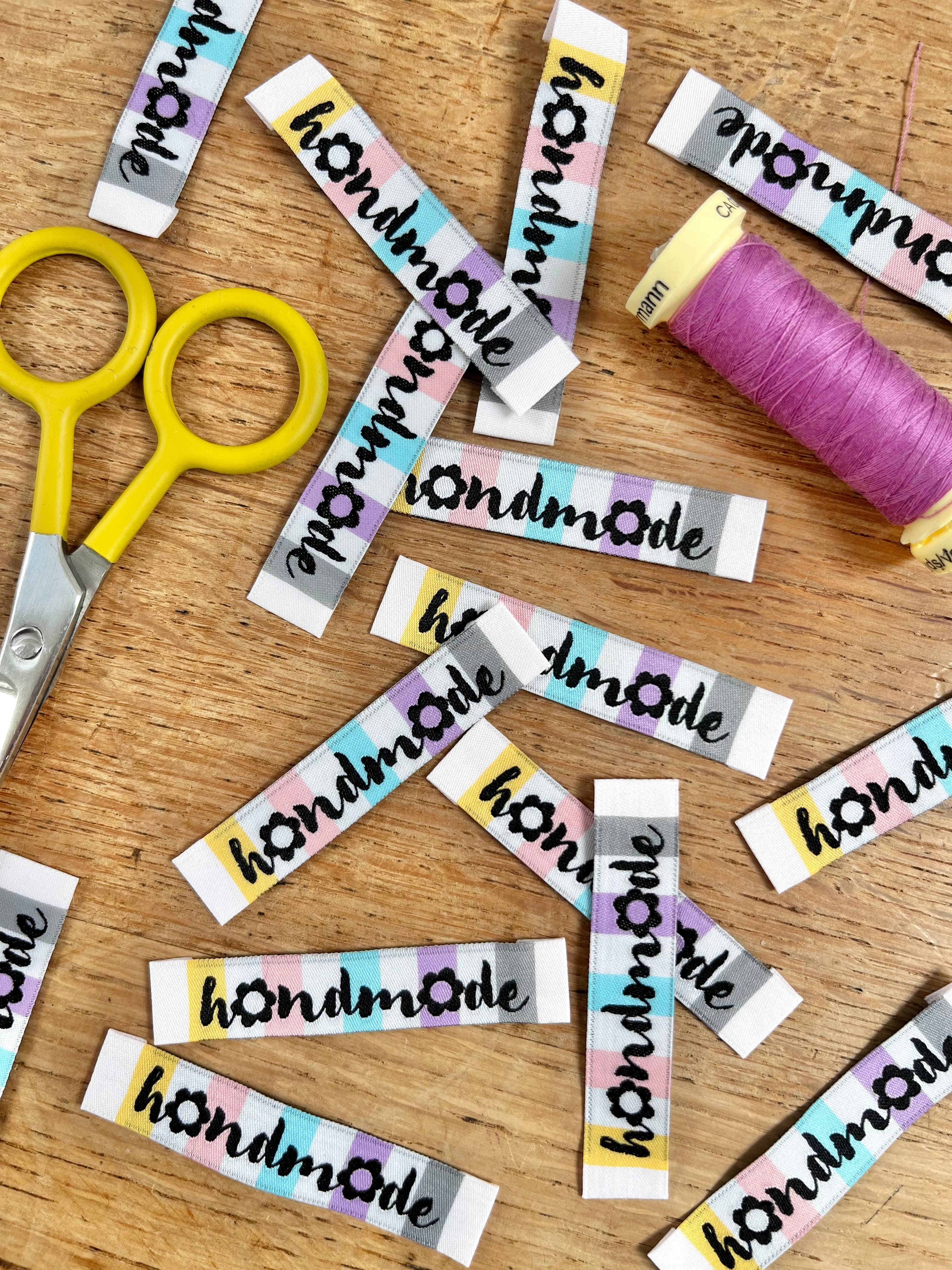 Two Stitches Patterns - Wholesale Craft Supplies - Floral Handmade - Sewing Woven Clothing Label Tags -4 Pack0