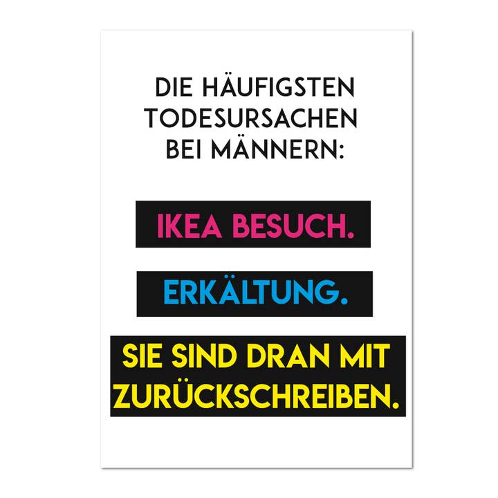 Postal «Causas de muerte» para venta al por mayor de Rabenmütter Verlag UG