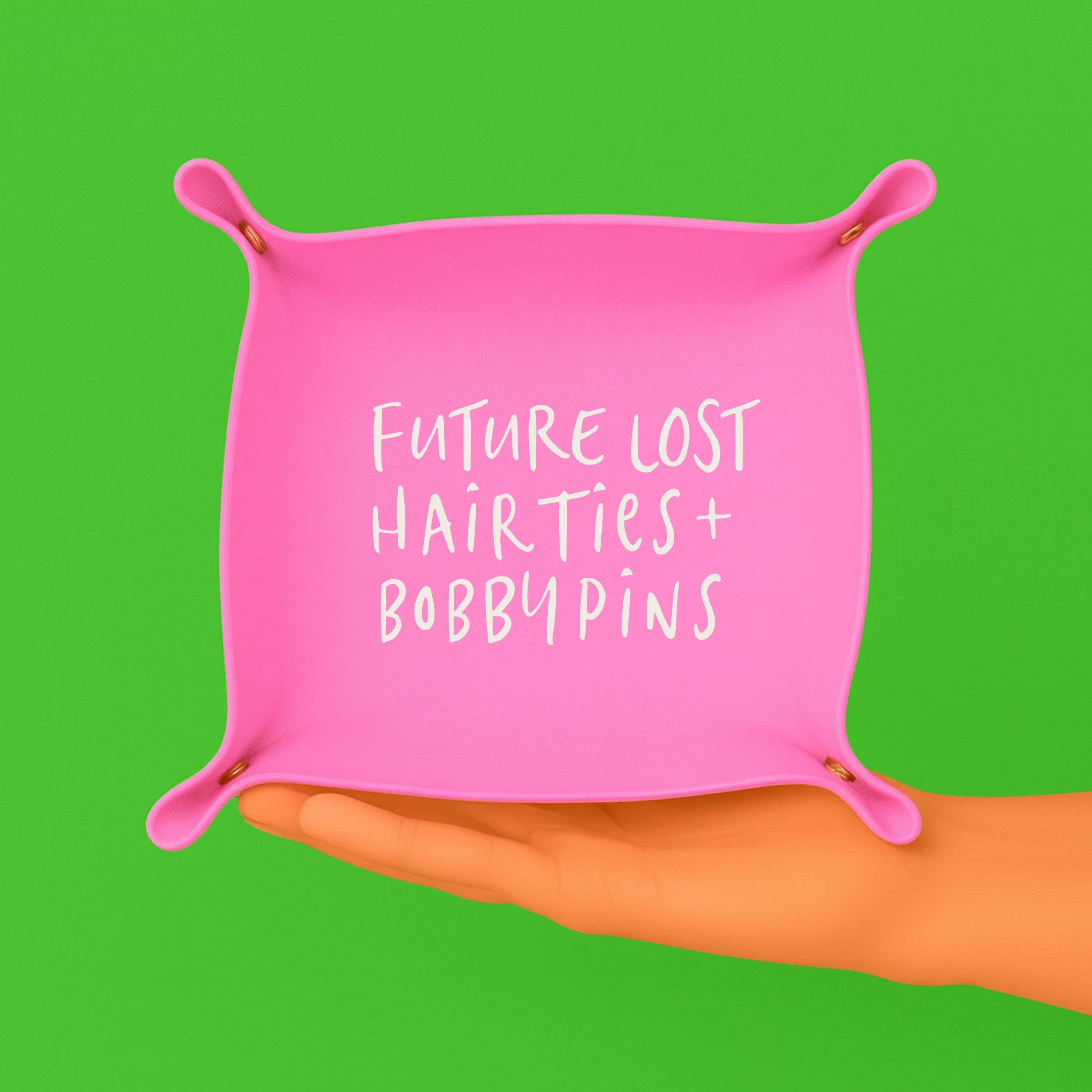 Aspen Lane - Wholesale Decorative Plate/Dish/Bowl - Funny trinket tray | Future Lost Hair Ties (Pink)1