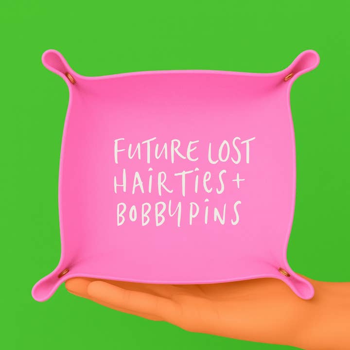 Aspen Lane - Wholesale Decorative Plate/Dish/Bowl - Funny trinket tray | Future Lost Hair Ties (Pink)1