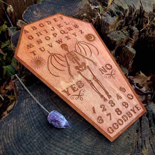 Prism Moon Designs - Wholesale Meditation Supplies - Gothic Coffin Pendulum Board Spirit Board Divination Tool2