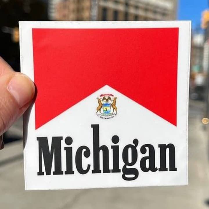 Michigan Marlb*oro - Logo Flip Sticker for wholesale by Designs by Rebecca Goldberg