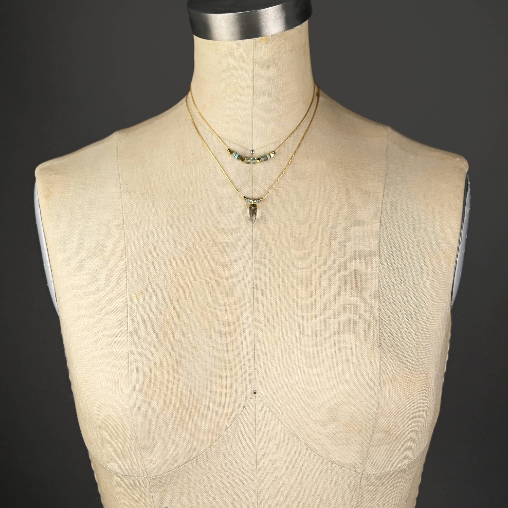 KBD Studio - Wholesale Pendant/Charm Necklace - Crystal Point w/ Opalescent Crystals on Delicate Chain Neck1