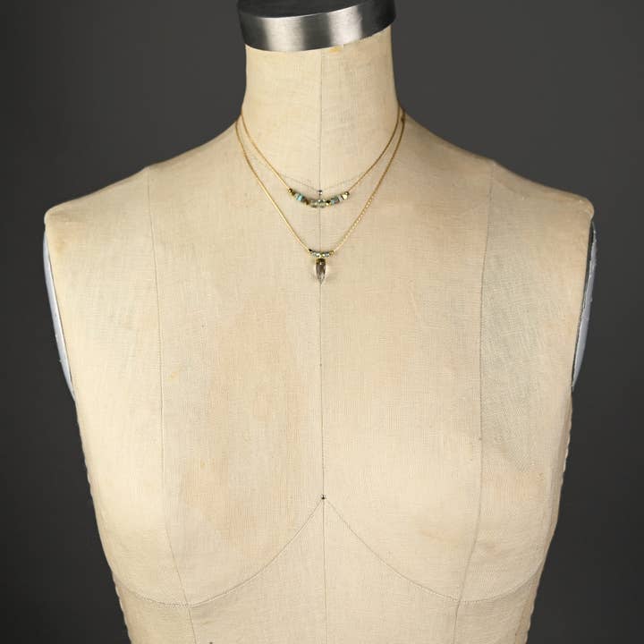 KBD Studio - Wholesale Pendant/Charm Necklace - Crystal Point w/ Opalescent Crystals on Delicate Chain Neck1