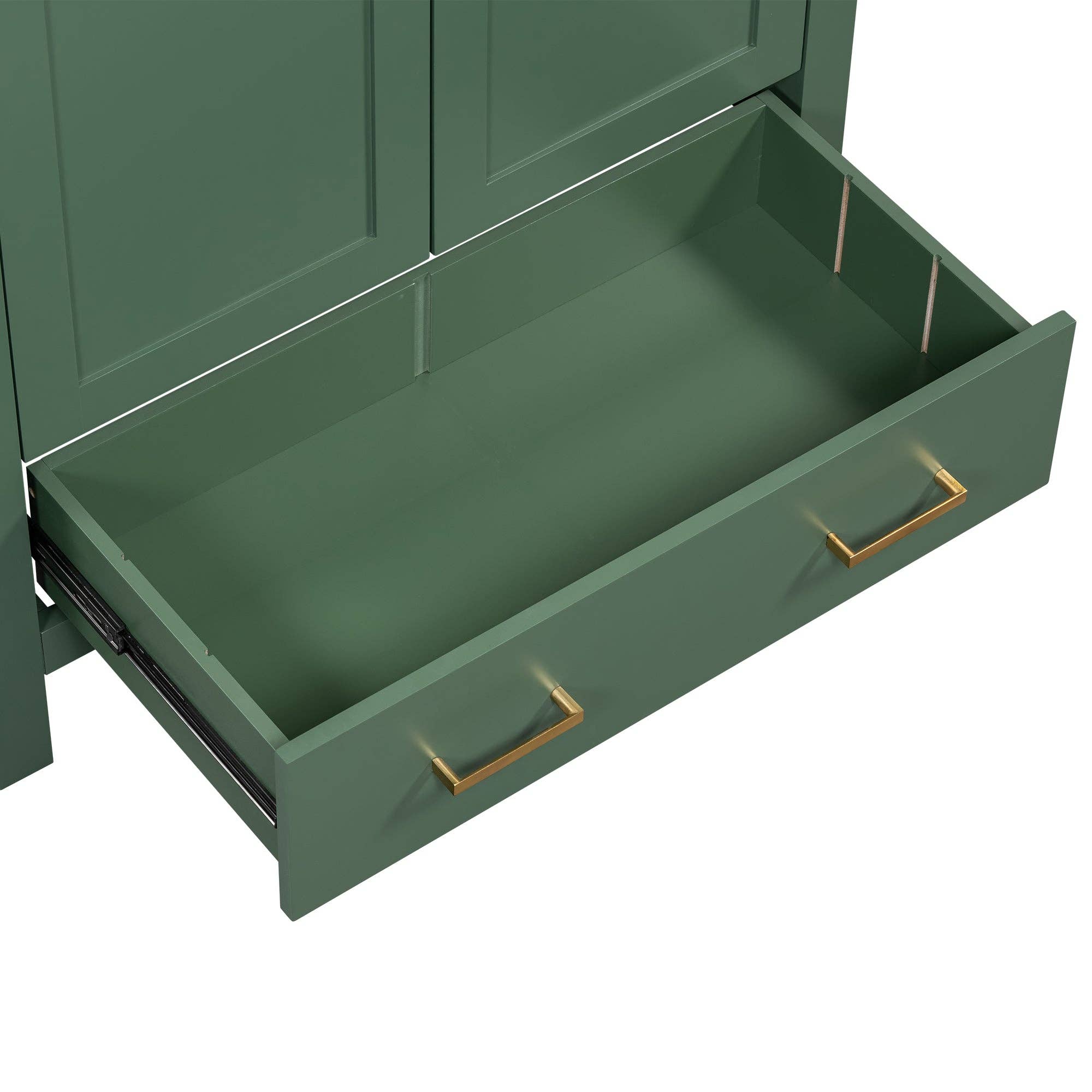 Orange County Decor - Wholesale Cabinet - 30 Inch Green Bathroom Vanity With Single Sink, Combination Under Counter Sink, Bathroom Storage Cabinet With 2 Doors And A Drawer, Soft Closure, Multifunctional Storage Wf324043 Green Bathroom15
