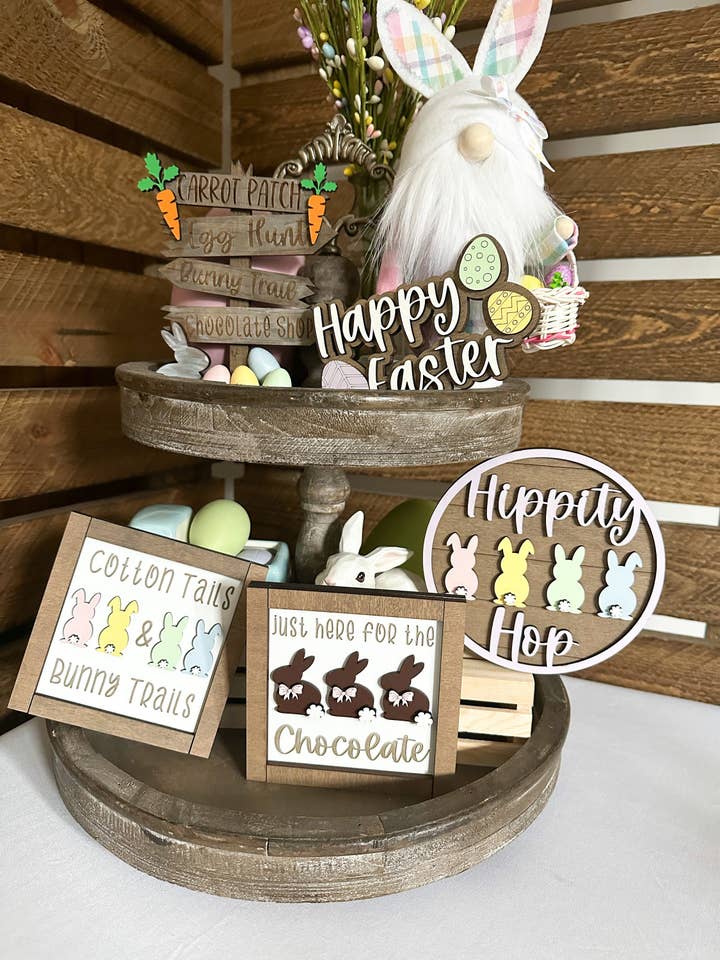 Påske og forår lagdelt bakke trædekoration skilte for engroshandel hos Climbing Branches