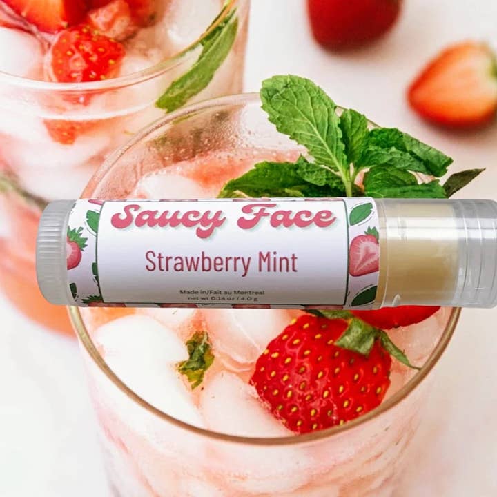 Bálsamo labial morango menta por atacado de Saucy Face Lip Co.