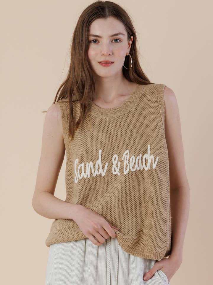 Chaleco de Punto con Bordado SAND & BEACH – Chaleco de Verano sin Mangas para venta al por mayor de A & SHE