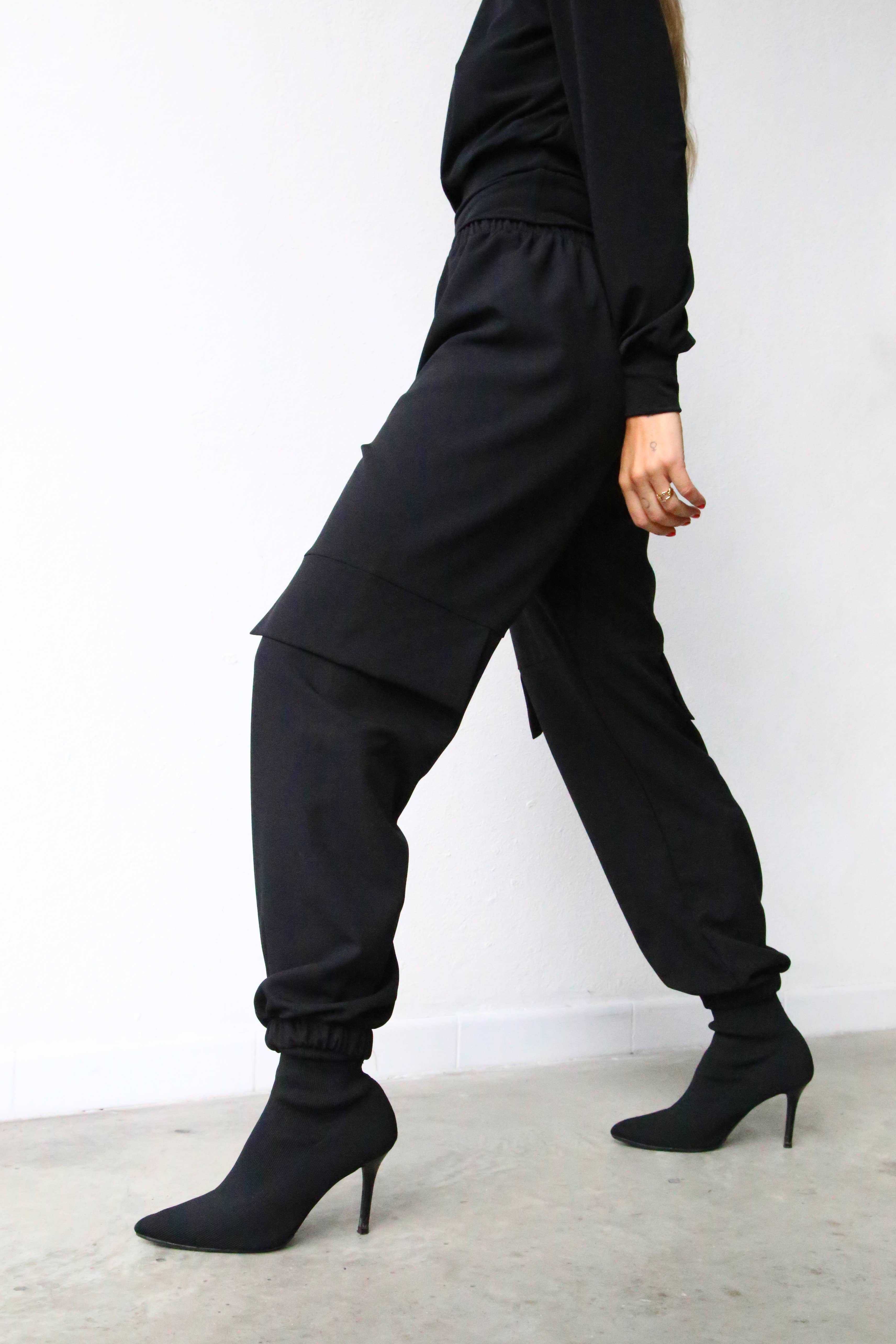 Sable P4050 BLACK CARGO PANTS WITH ELASTIC HEM for wholesale on Faire0
