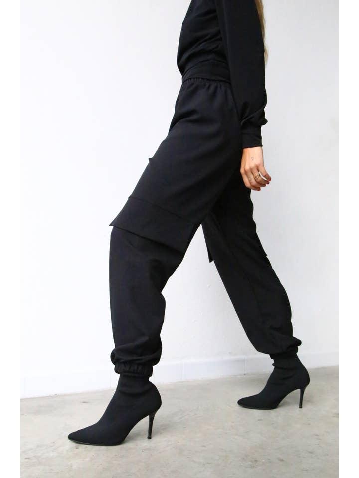 Sable P4050 BLACK CARGO PANTS WITH ELASTIC HEM for wholesale on Faire