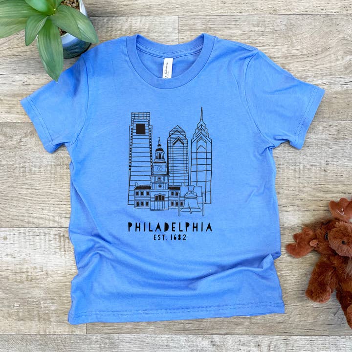 Philadelphia, PA Skyline - Kid's Tee - PHL, Philly for wholesale by Moonlight Makers