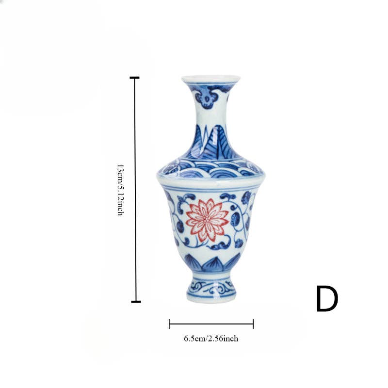 Gohobi （We cover U.S. import duties） - Wholesale Vase - Gohobi Hand-painted Blue and White Porcelain Vase (Red Flowers)3
