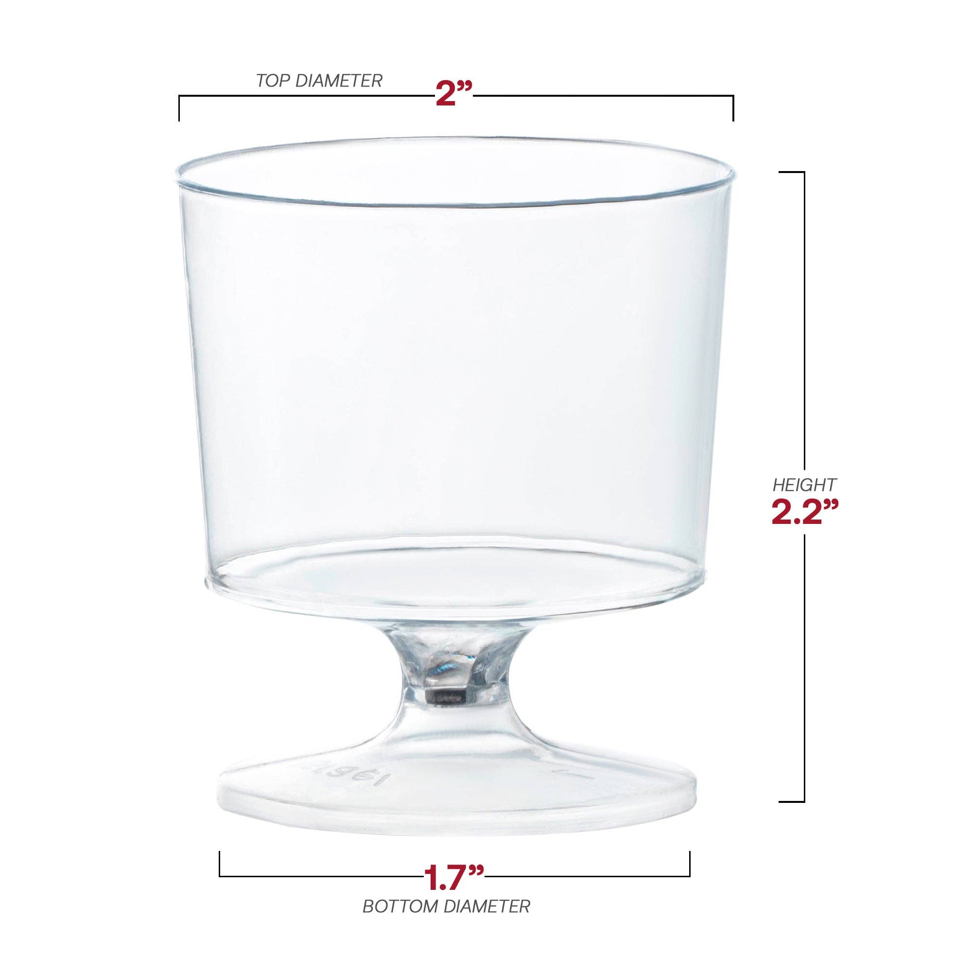 Smarty had a Party – wholesale Wine glass – 2 oz. Clear Round Plastic Mini Wine Glasses - 480 pcs3
