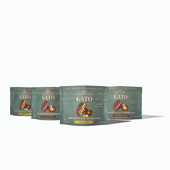 Gato Dates - Wholesale Chocolate Covered Sweets - Chocolate coated Medjool dates stuffed with nut butter (x2)