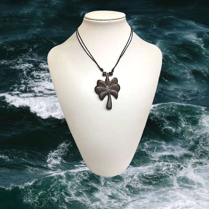 Wooden Carved Palm Tree Necklace hand carved for wholesale by TOBMARC