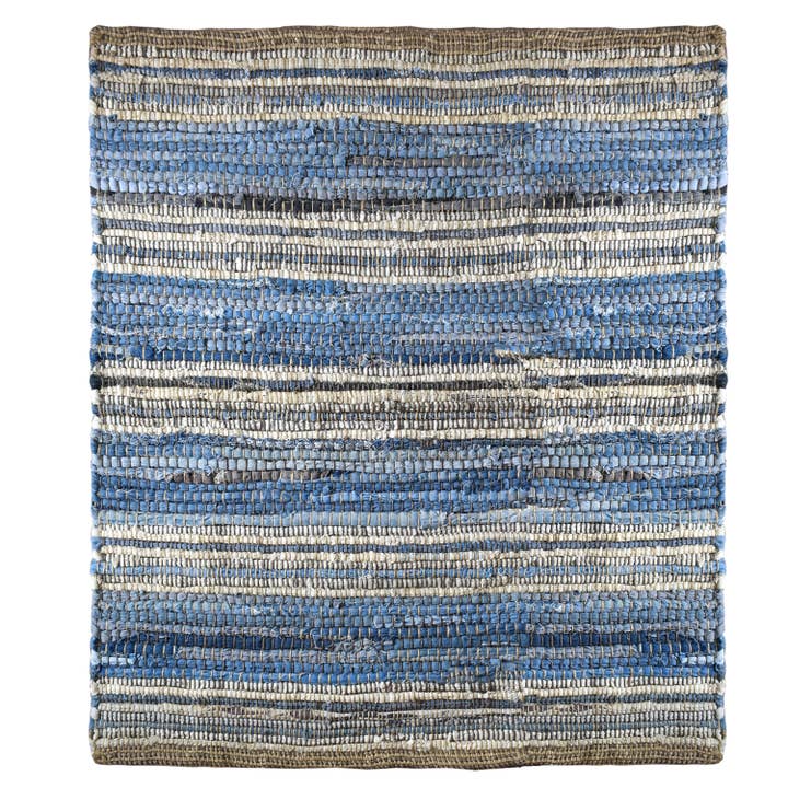 MULTI Indigo vloerkleed van gerecycled denim en leer voor groothandel op Faire