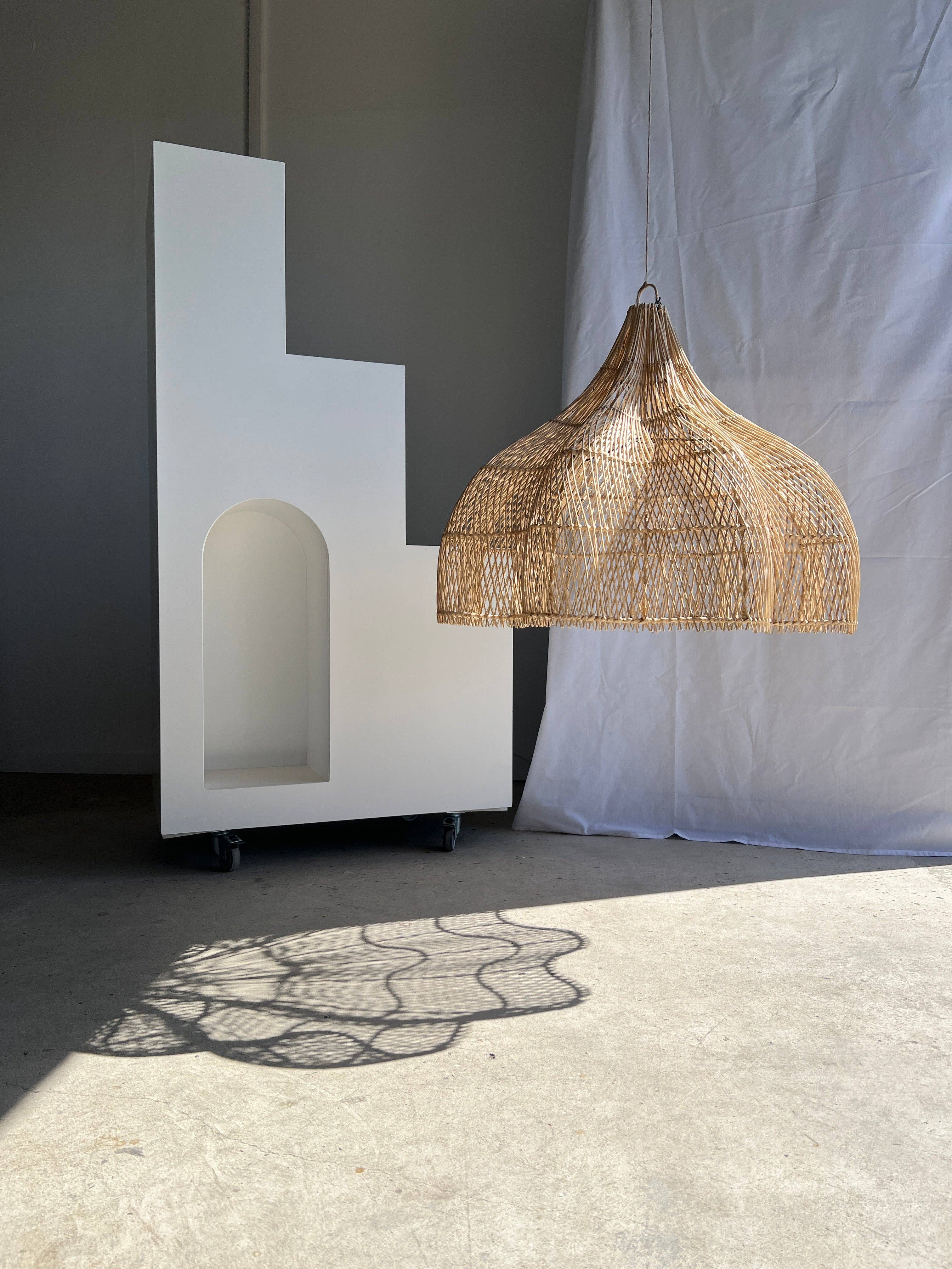 Office Objets - Wholesale Chandelier/Hanging Light - Pendant light, flower-shaped rattan fixture, tulip, corolla H:80cm D80cm16